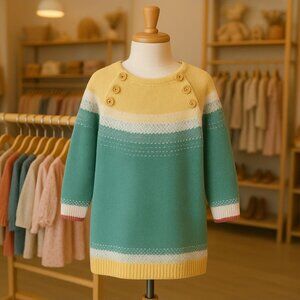 Mini Boden Argyle Nordic Wool Blend Holiday Dress Cabin Cozy Dainty Girl's 3-4y